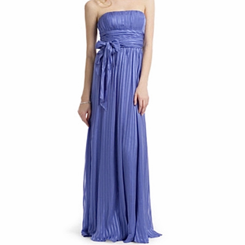 🌻2X HP🌻BCBGMAXAZRIA Violet Strapless Silk Floor Length Evening Dress, Size: 0